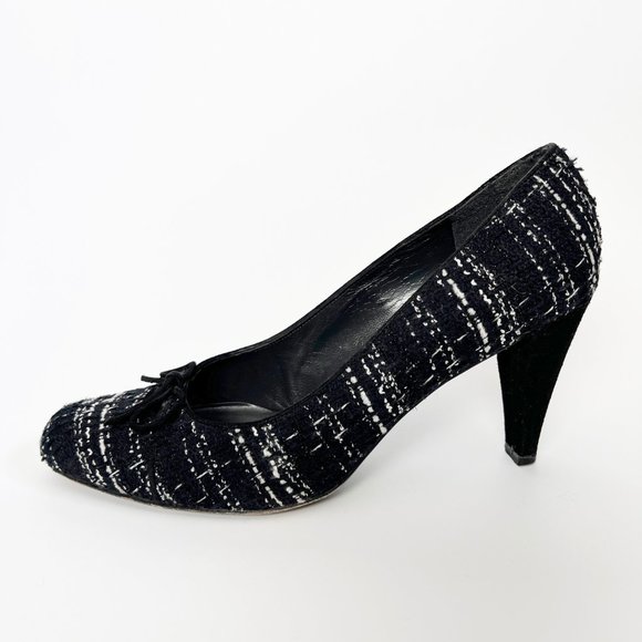 Stuart Weitzman Tweed Leather Mary Jane Pump High Heel Feminine Preppy Academia - Picture 8 of 8